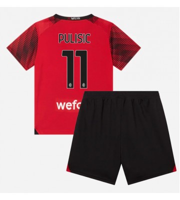AC Milan Christian Pulisic #11 Hjemmebanesæt Børn 2023-24 Kort ærmer (+ korte bukser)